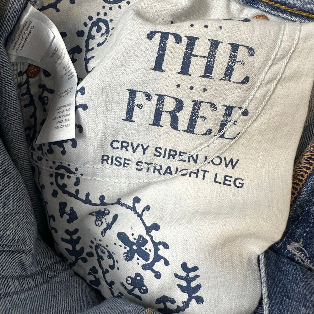We The Free Jeans 31 Light Blue Curvy High Rise Button Fly Raw Hem Boho‎ Retro - Picture 11 of 12